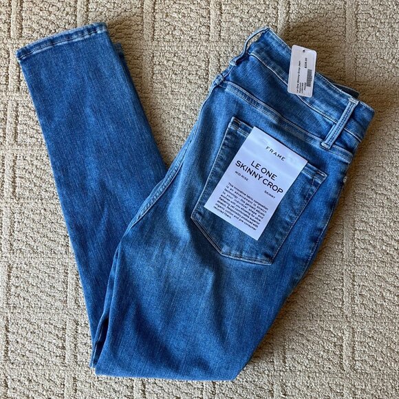 NWT Frame Le One Skinny Crop Mid-Rise Blue Jeans 2 fits size 30-34 - Picture 6 of 10